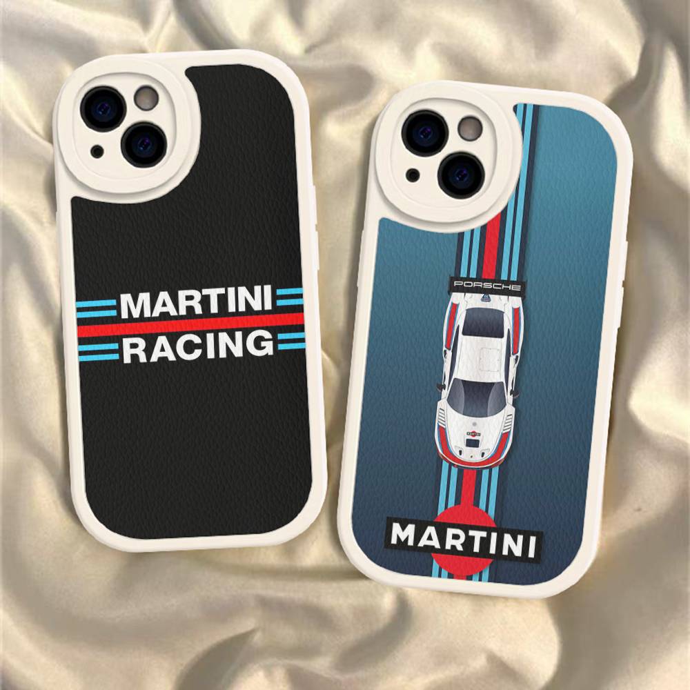 M-Martini Racing Горизонтальная полоска Для IPhone 16 15 14 13 12 11 Pro Max Plus Ударопрочный кожаный мягкий чехол для телефона