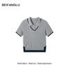 Northern Deer French Academy Style Rib Knit Breathable Lyocell Acetate Polo Shirt, Short Sleeve.