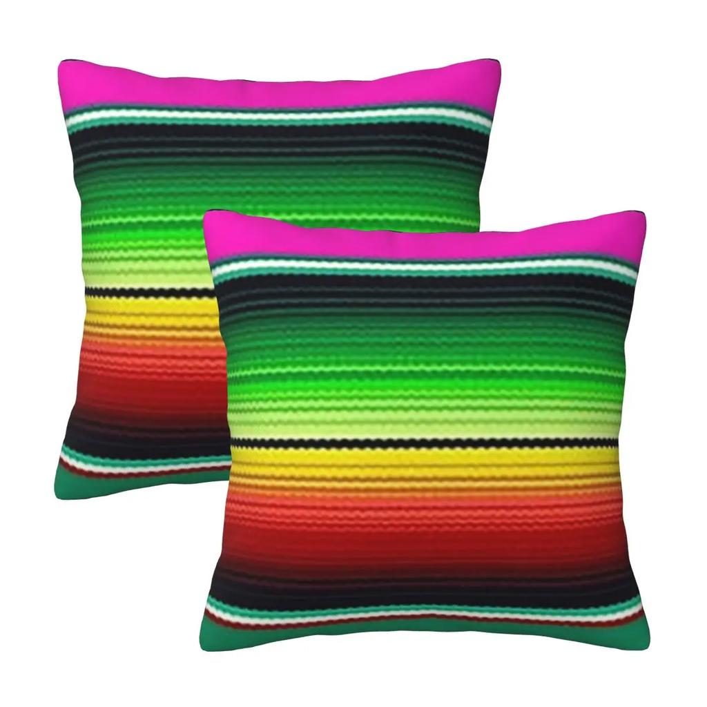 Mexican Indigenous 4 2 Pcs Square Pillowcase Pillow Cover Cushion Zip Decorative Comfort Throw Pillow For Home Sofa