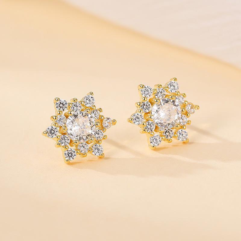 Серьги Banyan Tree S925 Silver Snowflake Diamond - Элегантный дизайн для осени/зимы