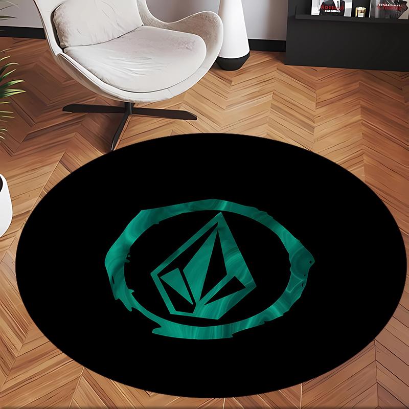 V-Volcom (1) Round Office Rug Decorative Floor Rug for Office Bedroom Living Room and Home Space