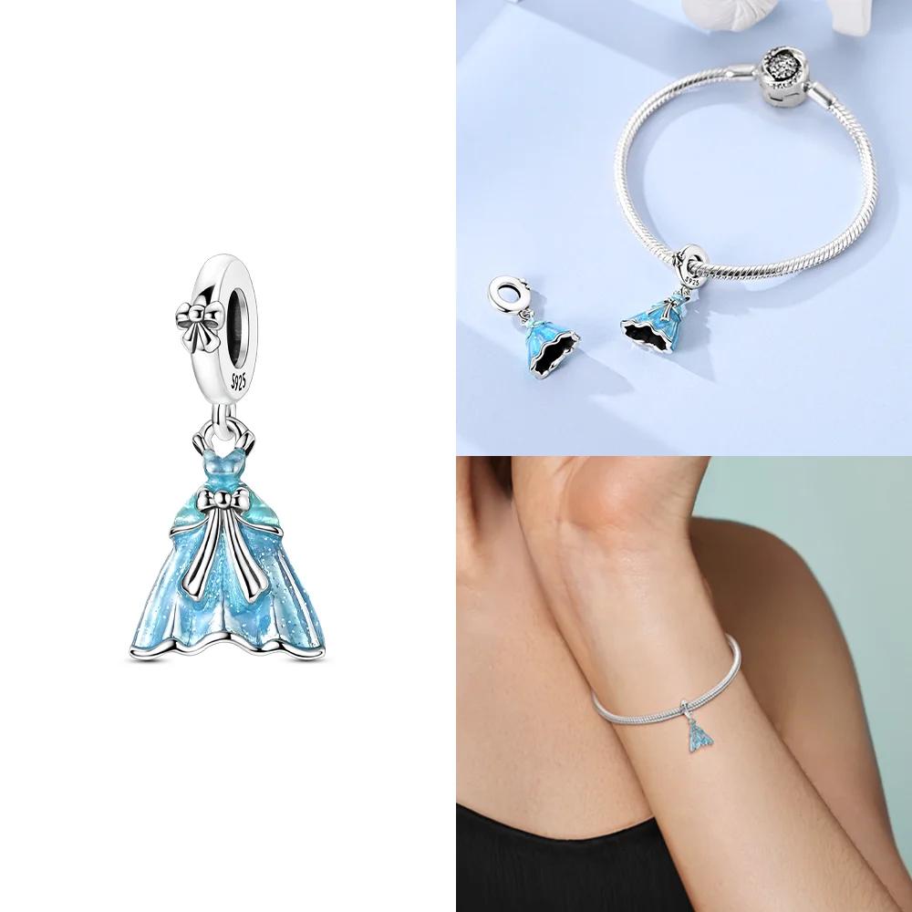 Exquisite Original Blue Zircon Leaf Dress Charms Beads Fit Bracelet Charms Copper Women Jewelry Making Diy Accessory Gifts