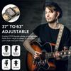 5cm Wide Yellow Hootenanny Embroidered Guitar Strap Premium Leather Ends Compatible with Bass and Mandolins [Amumu] - - Acoustic, Electric, Guitars,