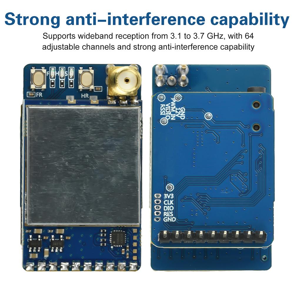 3.1-3.7 GHz Video Input Module VRX Video Transmission Receiver Module FPV Video Analog Receiver 64-Channel for FPV Video Goggles