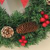 Рождественский венок, зеленая искусственная гирлянда из веток с красным бантом, еловыми шишками, гроздьями ягод, многоразовый праздничный венок для подвешивания в помещении и на улице