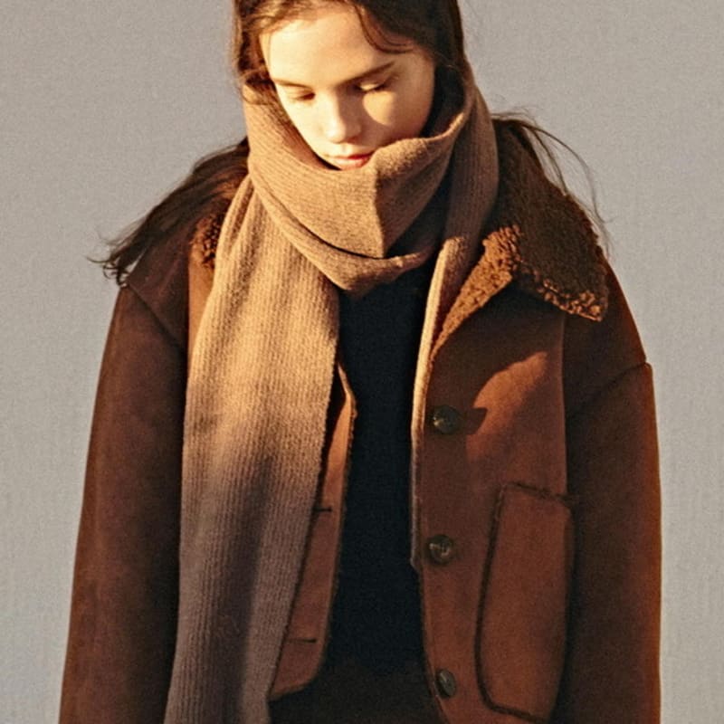 YAN13 Уютный фактурный шарф_Мокка