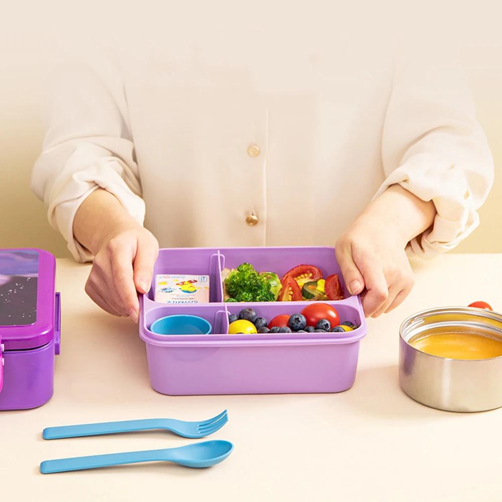 Ланч-бокс Bento для детей, контейнеры Bento для малышей, контейнеры Bento для детского сада или школы, разделяемая перегородка с термоизоляционным пакетом