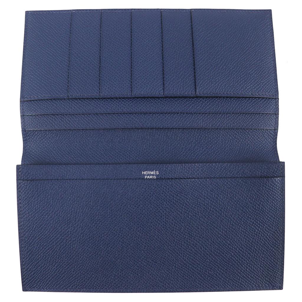 Great HERMES Bifold Wallet MC2 Fleming Bifold Wallet Purse Navy Epsom Leather Used