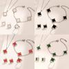 4PCS Four Leaf Clover Flower Set Women's Necklace Bracelet Earnail Ring Four Piece Set Light Luxury Premium Jewelry
