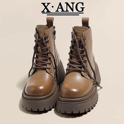 Кожаные ботинки Мартин детские на толстой подошве увеличивающие рост короткие ботинки 2025 осень и зима новая бархатная утолщенная теплая большая хлопковая зимняя обувь