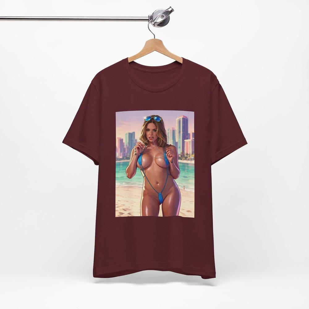 Футболка с пин-ап принтом Rachel Roxxx Bikini | Футболка с графическим принтом GTA 6 Streetwear