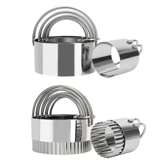 Набор из 5 формочек для печенья из нержавеющей стали с ручкой, круглые формочки для печенья, пончиков, блинов