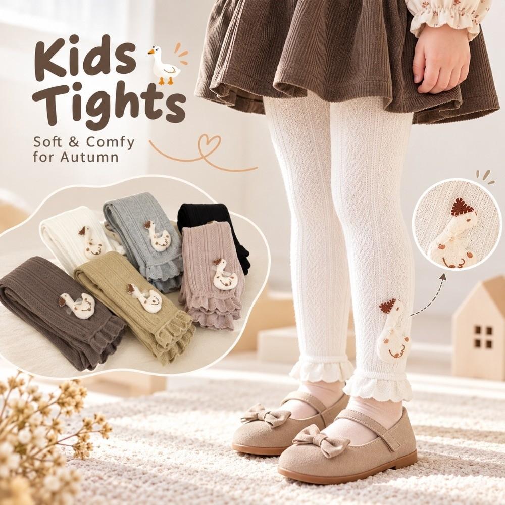 Elastic Waistband Kids Cotton Legging Thin Cotton Lace Trim Tight Durable Girls Pantyhose Girls