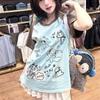 Женские Топы с Японским Мультяшным Принтом E-girl Fairycore Контрастного Цвета Милая Футболка с Графикой Эстетика Y2k Гранж Повседневная Футболка