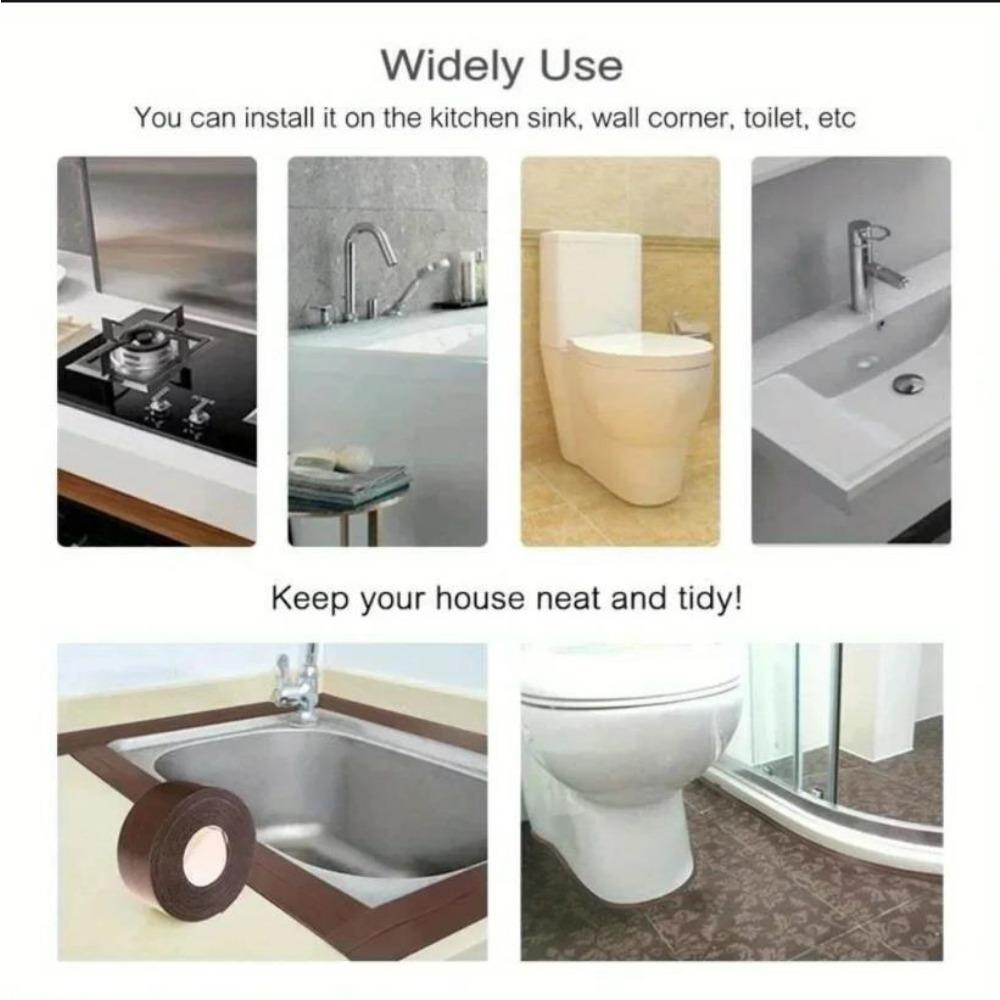 1 Roll of Waterproof and Mold Proof Toilet Sealing Strip, Kitchen Bathroom Self-adhesive Sealing Tape, Bathroom Waterproof Tape