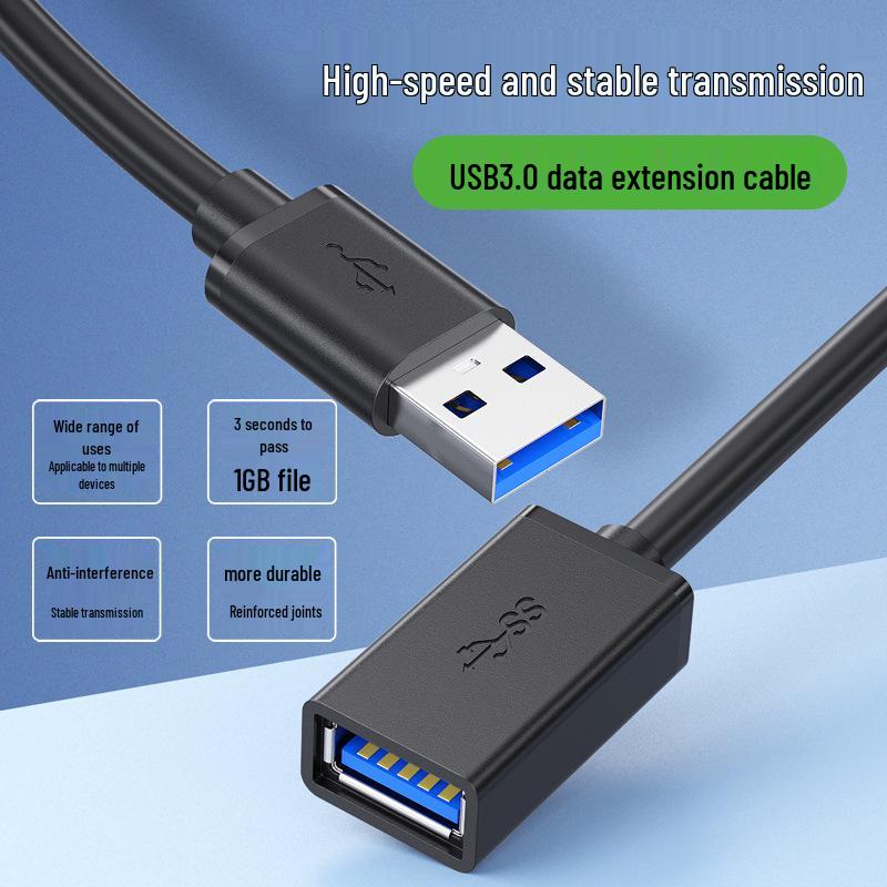 USB 3.0 Male To Female Full Wrap Extension Cable for Data Transfer, Compatible with U Disk, Keyboard, Mouse, and Other Devices.
