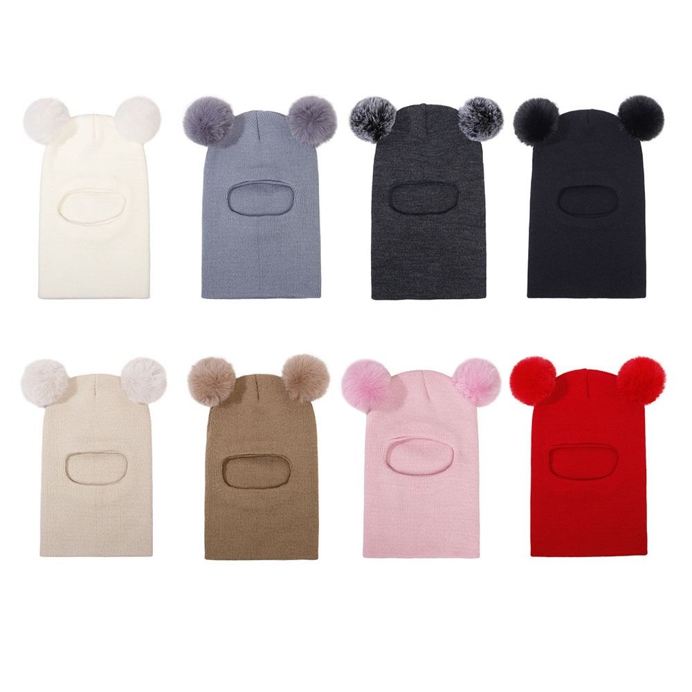 Knitted Baby Winter Hat Solid Color Kids One-piece Hat Scarf Children Bonnet Infant Cap  Girls Boys