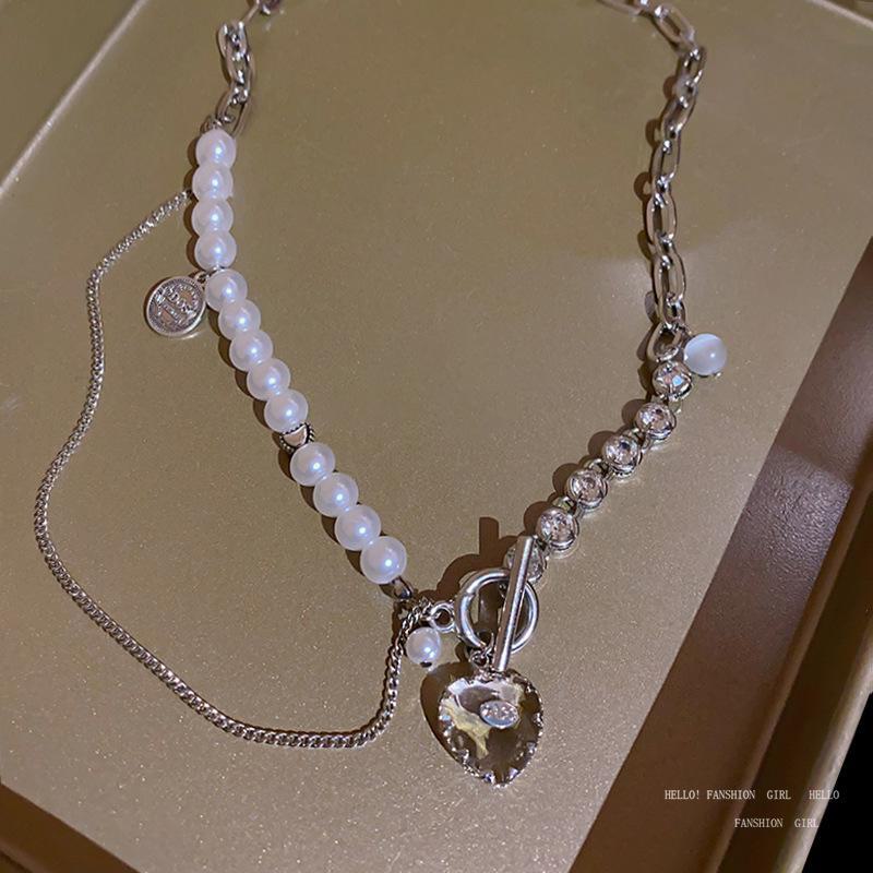 Модное женское ожерелье с жемчугом и кисточками на ключицу - стильный дизайн в виде сердца любви