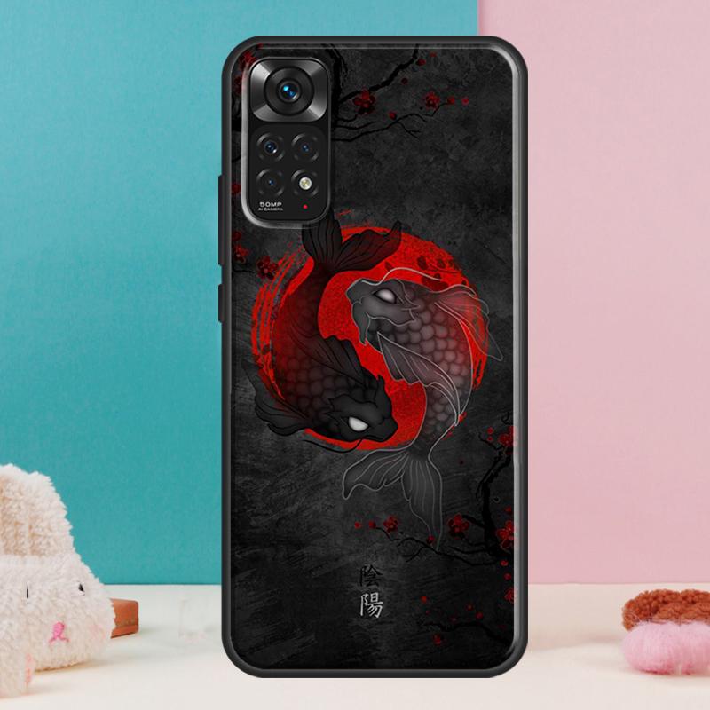 Чехол-арт с рыбами кои Инь-Ян для Xiaomi Redmi Note 13 12 Pro 14 11 9 10 9S 10S 11S 12S Redmi 14C 13C 10C 12C