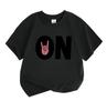 Kids Boys Girls 100% Cotton Crew Neck Short Sleeve T-Shirt, Funny Rock Hand Sign ON Pattern Casual Soft Tees for Daily Wear Hip Hop Music Themed Tops