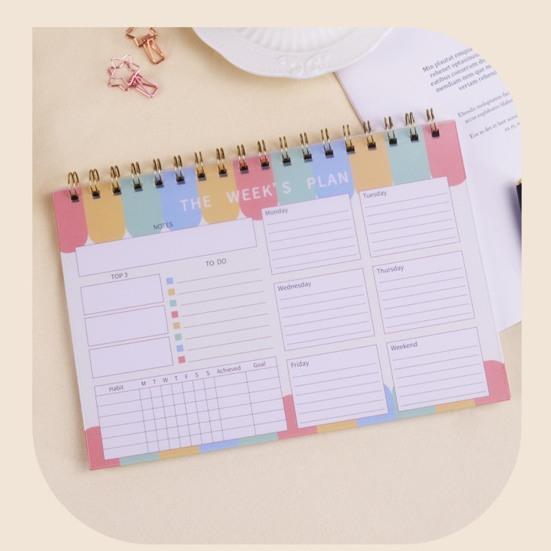 Блокнот-планировщик на неделю с 52 листами без даты в спиральном переплете. Настольный блокнот-еженедельник для личного пользования.