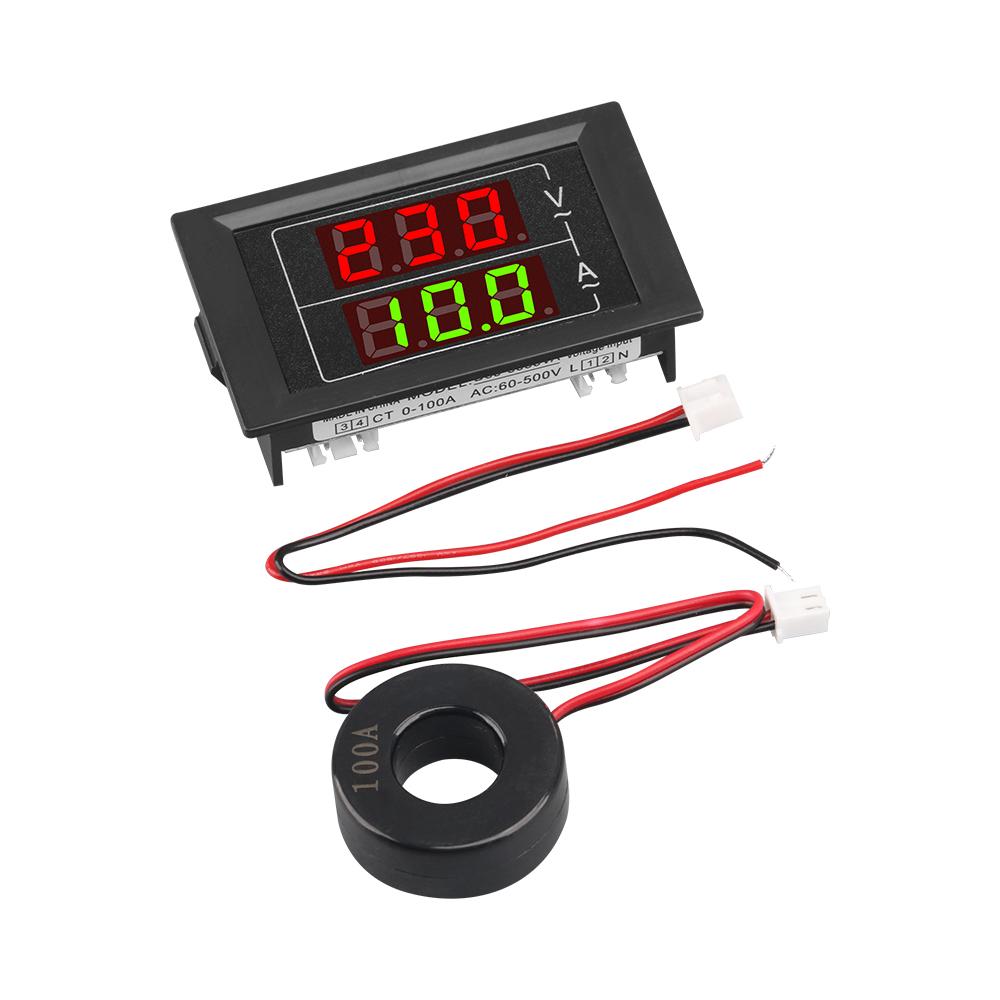 AC60-500V 100A Dual Digital Display Voltage Current Meter LED Voltmeter Ammeter AC Meter Volt Detector Tester