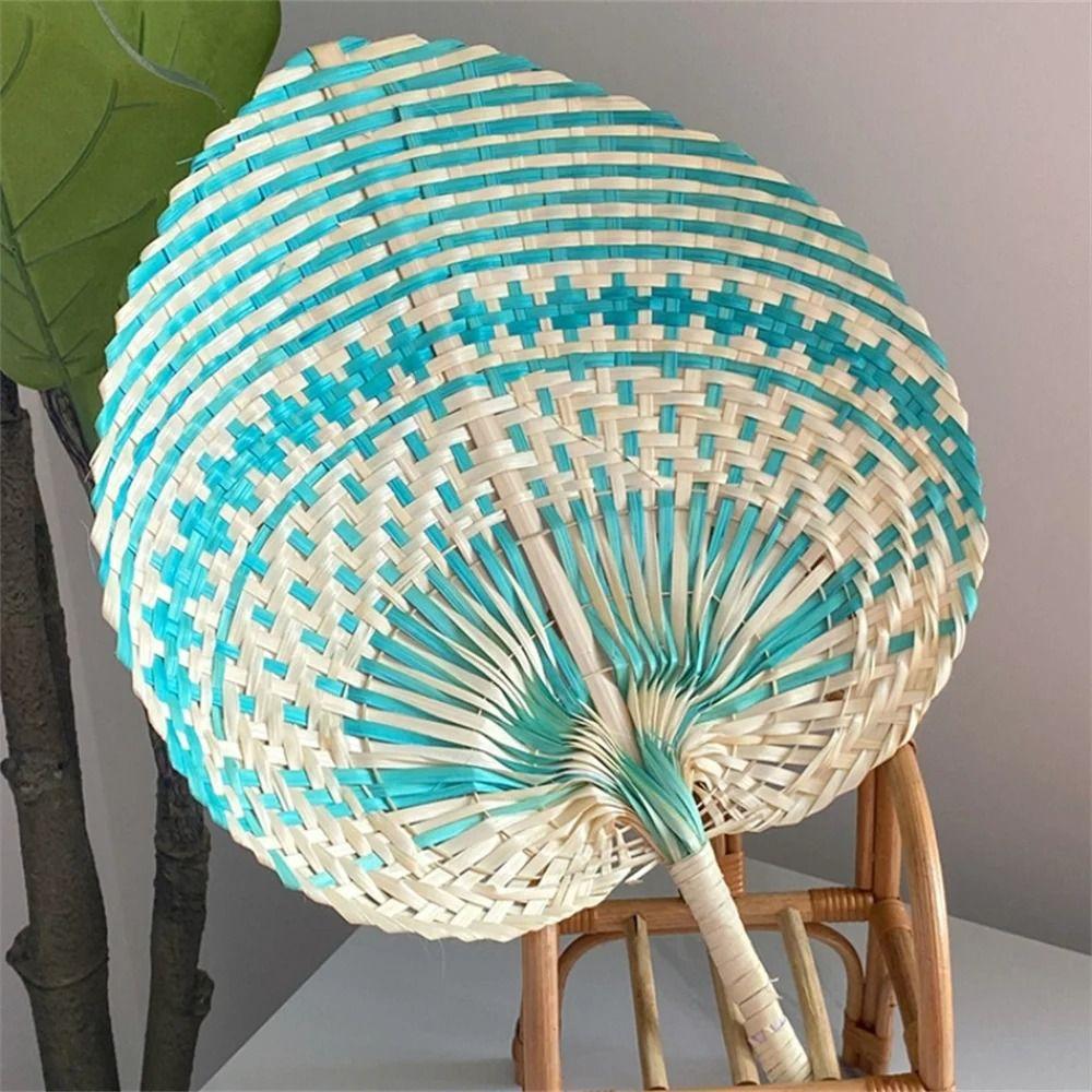 Bamboo Rattan Fan Natural Hand Fan Art Craft Straw Woven Fans Bedroom