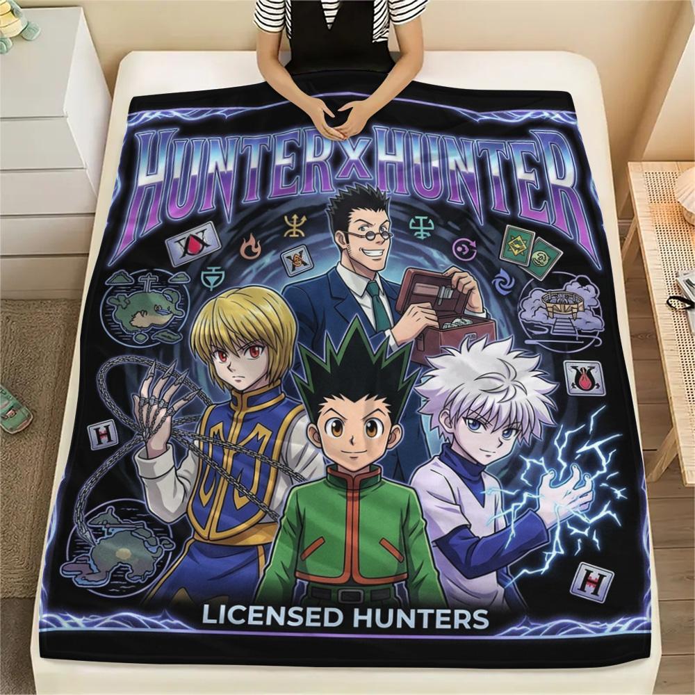 1PC Hunter X Hunter Patterned Flannel Blanket Suitable For All Seasons For Home Decor Warmth And Comfort Gifts Holiday Present