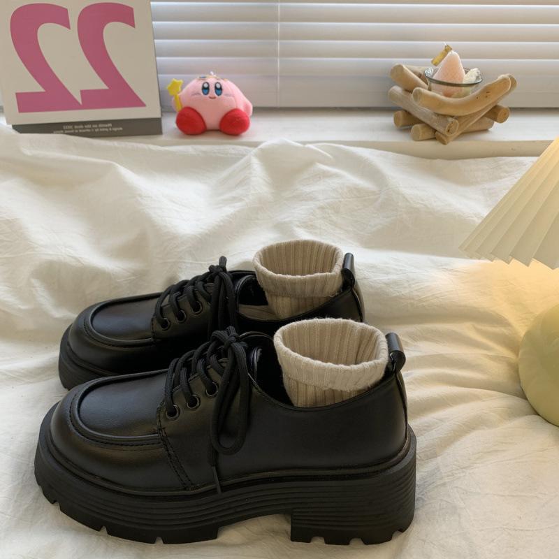 Черные универсальные кожаные туфли на платформе, женские сезонные туфли в стиле ретро на платформе в британском стиле в японском стиле Jk Single