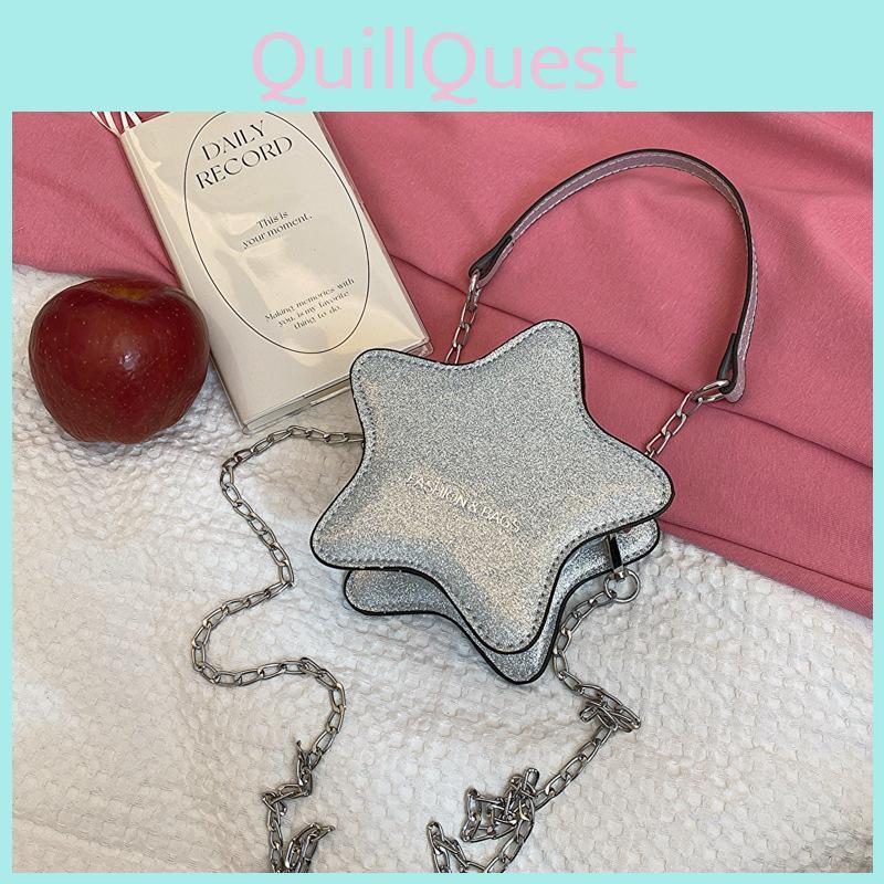Модная однотонная глянцевая детская повседневная сумка через плечо на цепочке в форме звезды для детей дошкольного возраста