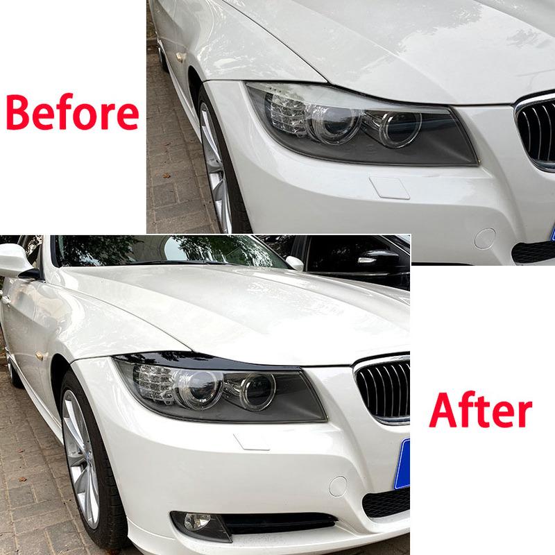 2 шт. Накладки на брови фар для BMW 3 серии E90 E91 320i 330i глянцевый черный ABS карбон