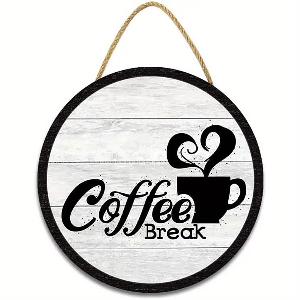 1pc 2d Flat Wood Coffee Signs Decor for Coffee Bar Wood Farmhouse Wall Sign - 20cm Decor for Kitchen Home Office Cafe Coffee Station Housewarming Gift