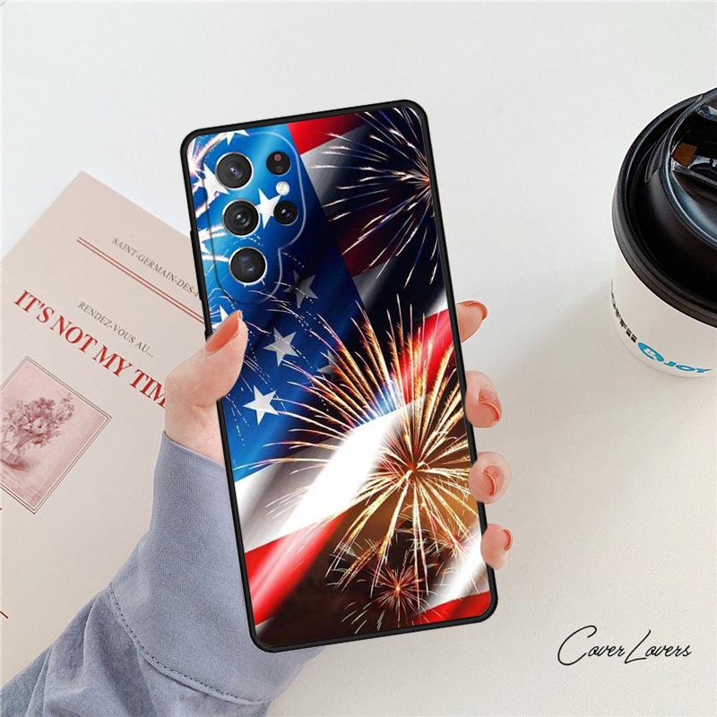 Чехол для телефона с флагом США Для Samsung Galaxy S24 S25 S23 S22 Ultra Note 10 20 Plus S20 S21 FE Чехол