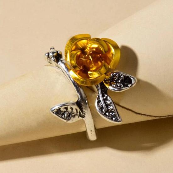 Обручальное кольцо двухцветное женское тонкое медное кольцо с цветком розы и листьями ювелирные аксессуары