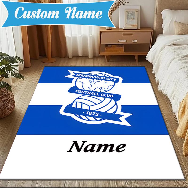 Custom Name Birmingham Football Crest Rug Game Carpet, Floor Mat for Bedroom Living Room Entryway Rug, Home Decor Idea Gift for Christmas birthday