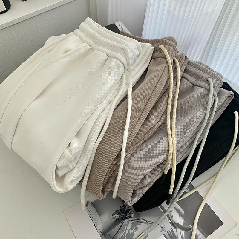 Женские спортивные штаны свободного кроя с высокой талией, повседневные брюки-клеш, новый стиль, осенне-зимние широкие брюки