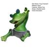 Garden Frog Statue Cartoon Sitting Frog Resin Figurine Animal Sculpture Indoor Outdoor Planter Pot Home Office Desktop Decoration Ornament