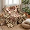 Leopard Print Bow Decor 1 Theme blanket Lightweight Warm Flannel Blanket Decorative Throw Blanket for Home Decoration