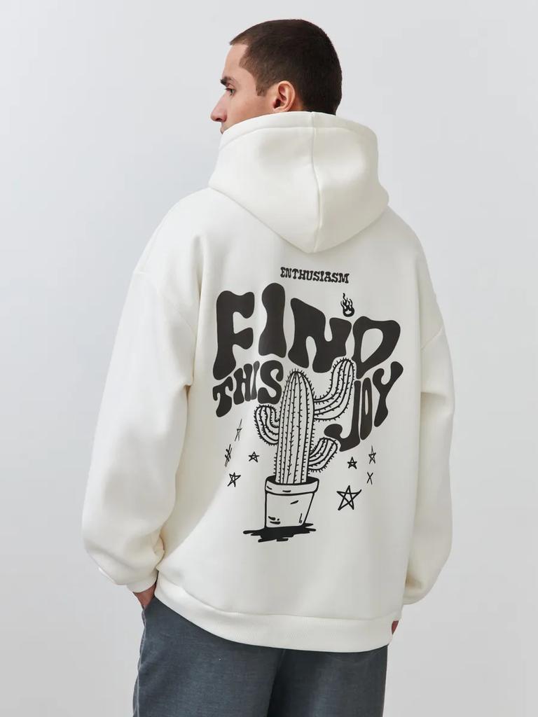 Men's Oversized Printed Hoodie Long Sleeve Casual Fleece Pullover Sweatshirt