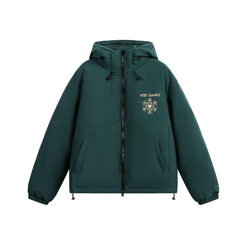 Unisex Retro Style Oversized Hooded Cotton Puffer Jacket Winter Thick Warm Casual Outerwear Teens Adults