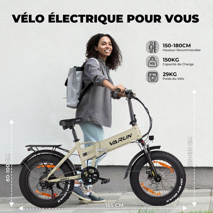 Vélo électrique VARUN S20-1 - Batterie 48 V 13 Ah - Autonomie de 100 km - Avec suspension avant - pliable 20 pouces -Pneus larges