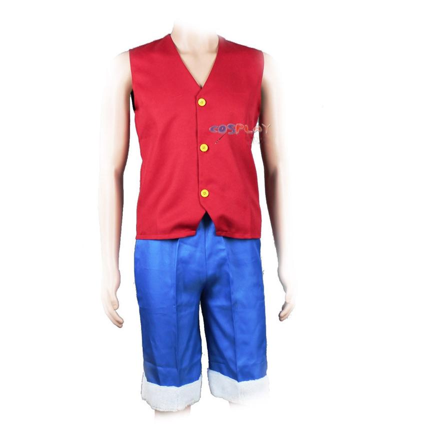 Японский цельный комплект для косплея, аниме Monkey D Luffy, жилет и брюки, красная талия, синие шорты, мужские брюки