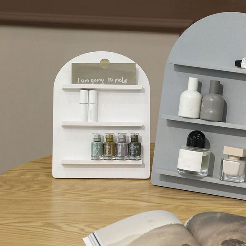 1шт деревянный органайзер для косметики белый скандинавский стиль многослойный минималистский черный серый полка для ванной комнаты дерево