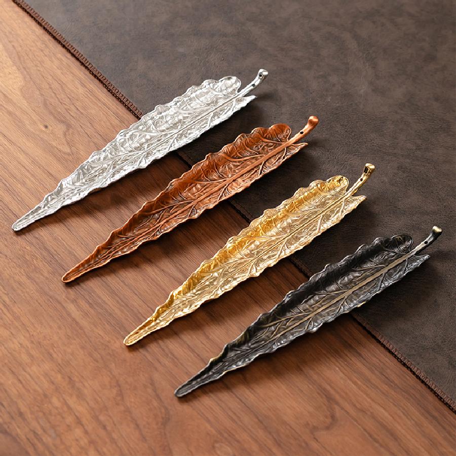 Подставка-горелка для благовоний из цинкового сплава в форме листа для релаксации, металлический настольный декор, держатель для аромапалочек, элегантная ароматерапия