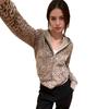 Sweet Cool Leopard Print Cropped Hooded Zip Up Sweatshirt 2026 Fall Streetwear Teens Youth