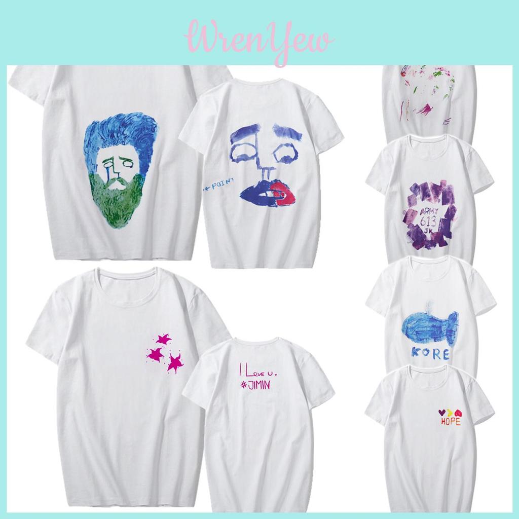 Graffiti Kpop Bts Cotton Tshirt Suga Jimin V Graphic Shirt Unisex Couple Tee S