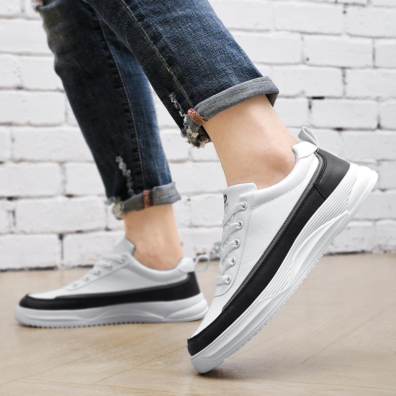Spring and Autumn Men's Shoes New Men's Casual Leather Shoes Breathable Sports Skateboard Shoes Fashion Small White Tide Shoes