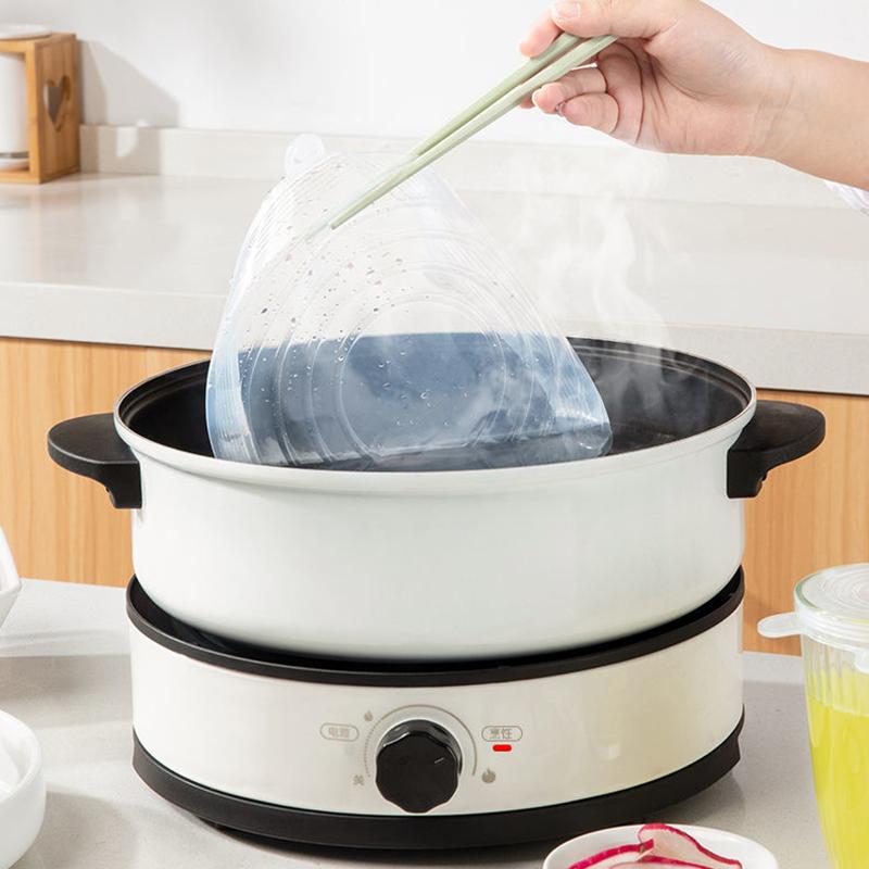 6 шт./лот, регулируемая эластичная силиконовая крышка для еды, универсальные расширяемые крышки для банок, миска для посуды, многоразовая растягивающаяся кухонная крышка