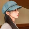 Британский стиль синий берет женский осенне-зимний ретро-шляпа газетчика большая окружность головы показывающая лицо маленькая универсальная восьмиугольная шляпа