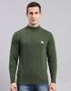 Mens Galactic Green Solid Turtle Neck Sweater